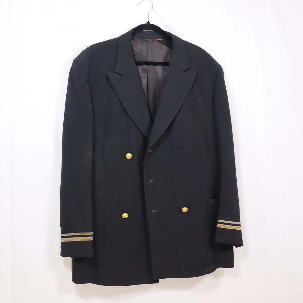 US Navy Military Dress Blues Uniform Jacket 42L Black Mens Collectors Naval